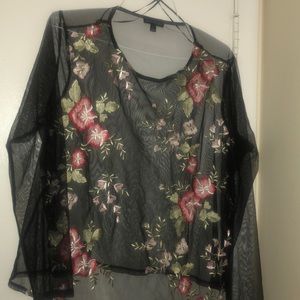 Mesh long sleeve top
